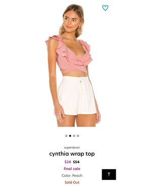 Superdown Cynthia wrap top in peach (size S)